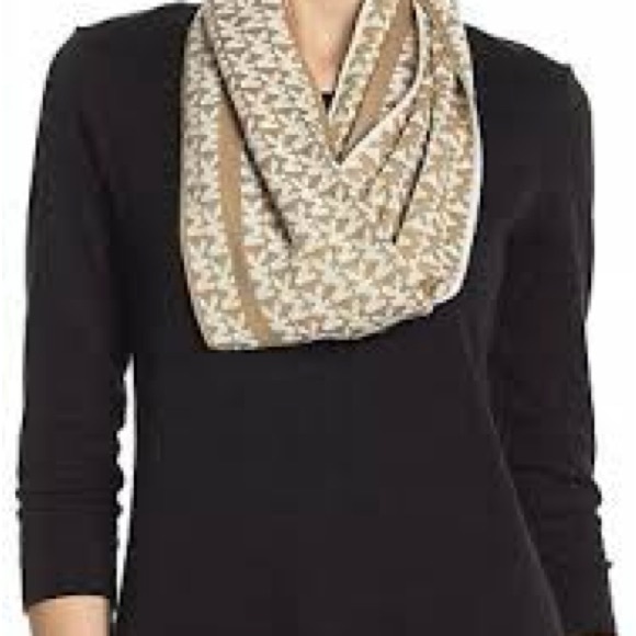 Michael Kors Accessories - NWT Michael Kors Signature Logo Camel~White Reversible Infinity Scarf OS